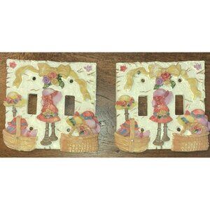 2 Vintage Style Raised Floral Light Switch Plates Cottage Shabby Chic Farmhouse